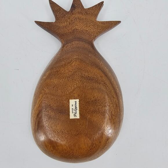 Vintage Genuine Monkey Pod Wood Hand Crafted Pineapple Dish Philippines - Picture 3 of 11